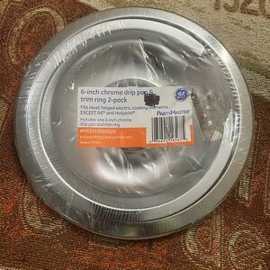 2-pack 6” Chrome Drip Pan & Trim Ring GE PartsMaster NEW